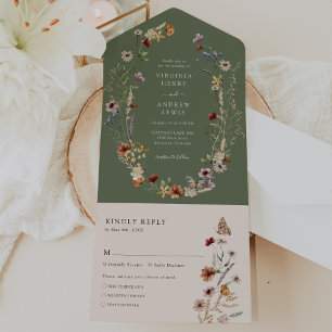 Sage Green All in One Wedding Invite