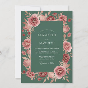 Sage Green Alluring Floral Wedding Invitation