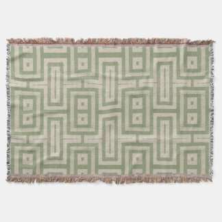 Sage Green and Beige Modern Print Throw Blanket