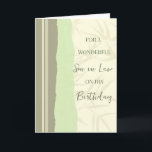 Sage Green and Beige Son in Law Birthday Card<br><div class="desc">Birthday card for son in law with modern and simple sage green and beige design and thoughtful verse.</div>