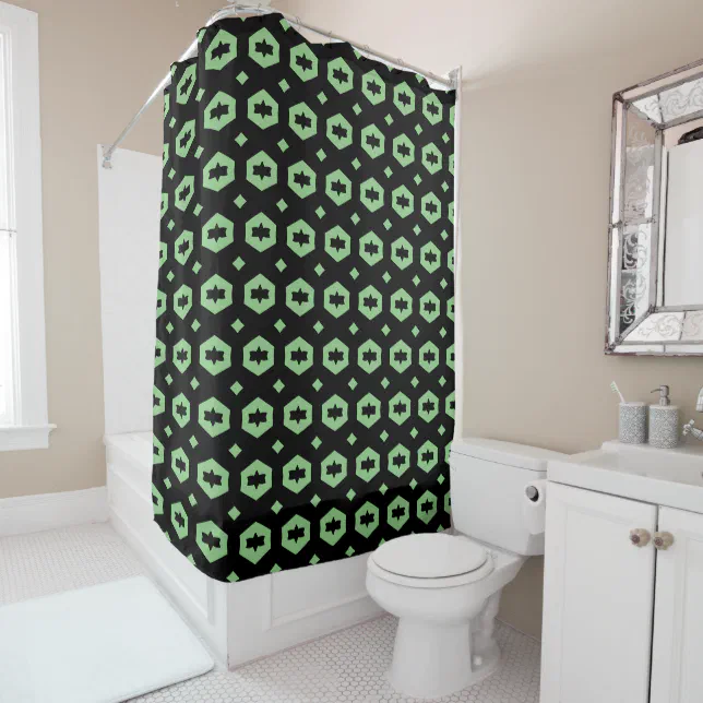 Green And Black Shower Curtain