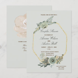 Sage Green and Brown Couples Wedding Shower Invitation