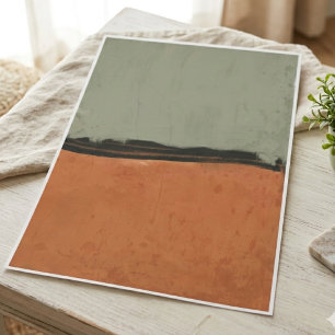 Sage green and burnt orange minimalist art poster