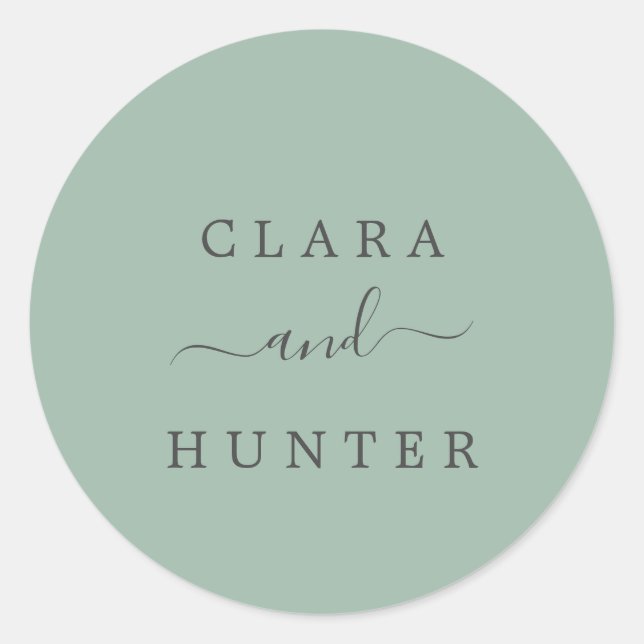 Sage Green and Charcoal Wedding Envelope Seals (Front)