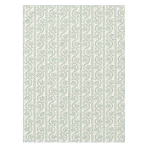 Sage Green and Cream Floral Stripe Tablecloth