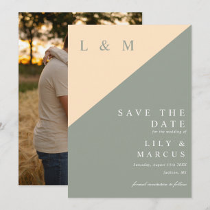 Sage Green And Cream Monogram Wedding Photo Save The Date