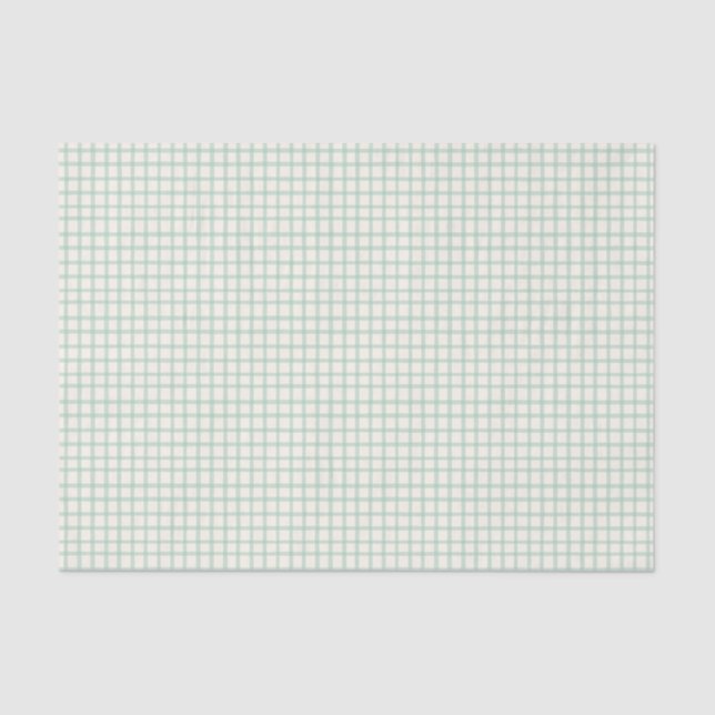 Sage Green and Cream Plaid Rustic Tissue Paper (Front)