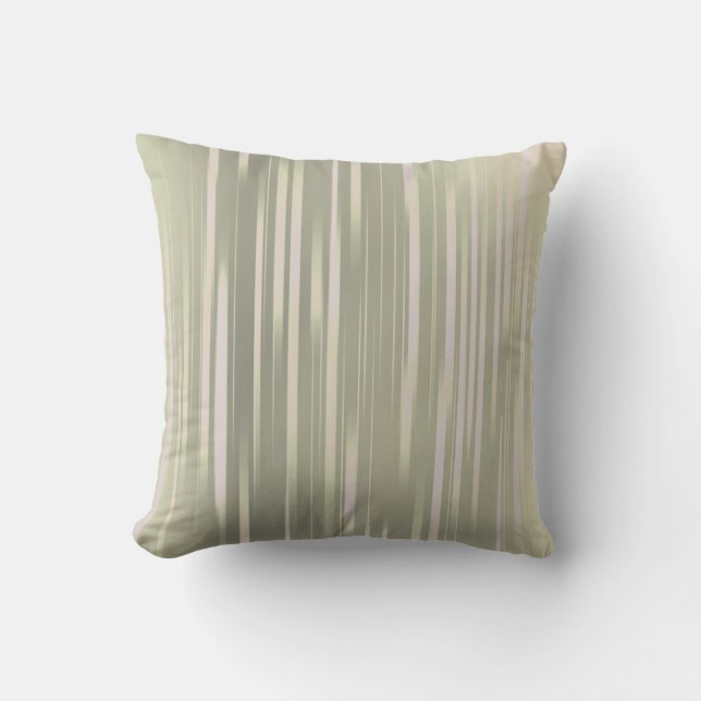 Sage Green and Cream Vertical Stripe Cushion (Front)