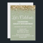 Sage Green and Gold 45th Birthday Let's Celebrate Invitation<br><div class="desc">Forty-fifth chic invite for her,  Editable template Glam 45 party,  digital Any Age Instant download,  40th 41st 42nd 43rd 44th,  personalised 46th 47th 48th 49th,  Custom best friend Modern Calligraphy,  Forty first second third fourth,  fifth sixth seventh eighth ninth,  Personalised Elegant trendy  Golden Adult,  script glitter celebration stylish wife</div>