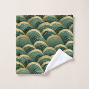Sage Green and Gold Arches Waves Bath Towel Set