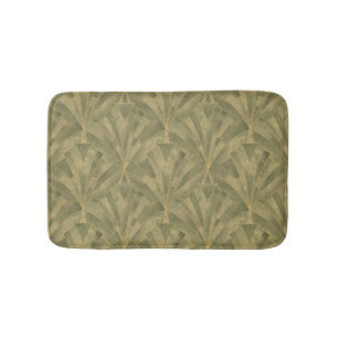 Sage Green and Gold Art Deco Pattern Bath Mat