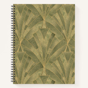 Sage Green and Gold Art Deco Pattern Notebook