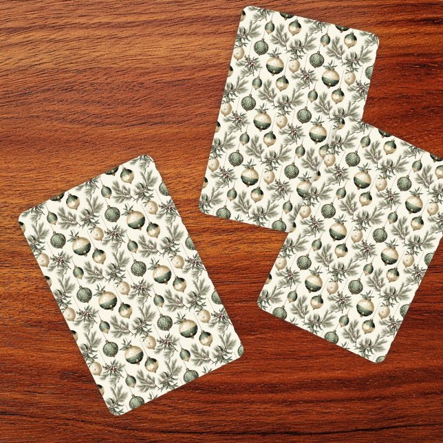 Sage Green and Gold Christmas Ornaments Playing Cards (Creator Uploaded)