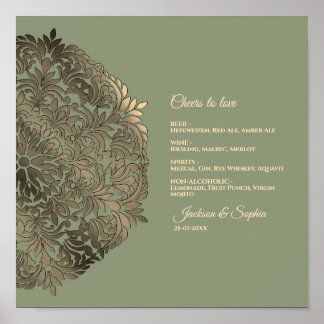 Sage Green and Gold Elegant Luxury Menu Sign
