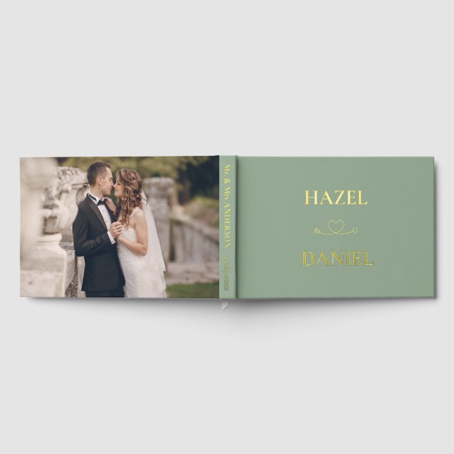 Sage Green and Gold Foil Eucalyptus Wedding  Guest Book (Full)