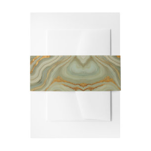 Sage Green And Gold Onyx Pattern Invitation Belly Band