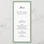 Sage Green and Gold | Script Wedding Menu<br><div class="desc">This classy wedding menu card offers a clean white background accented with a sage green and gold border. The sage green colour can be changed by choosing customise.</div>