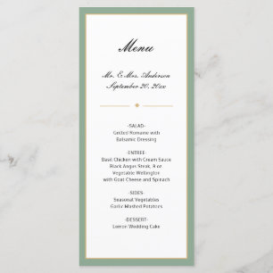 Sage Green and Gold Script Wedding Menu