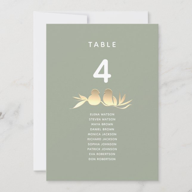 Sage Green and Gold Wedding Seating Chart (Front)