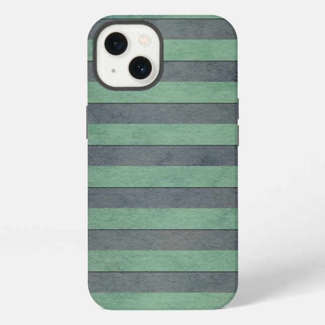 Sage Green and Grey Stripes Pattern iPhone Case (Back)