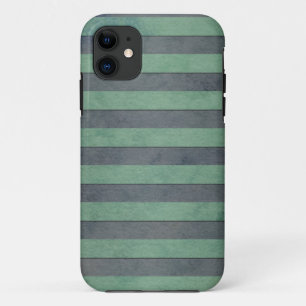 Sage Green and Heather Grey Stripes Pattern iPhone 11 Case