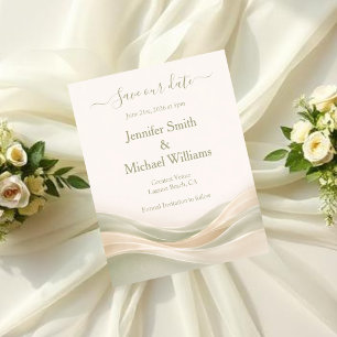 Sage Green and Ivory Save The Date