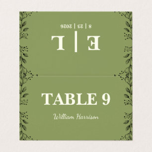 Sage Green and Ivory Wedding Folded Seating Cards