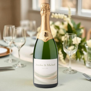 Sage Green and Ivory Wedding Sparkling Wine Label