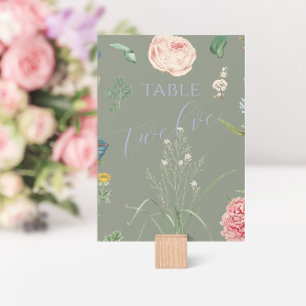 Sage Green and Lavender Outdoor Garden Wedding Table Number