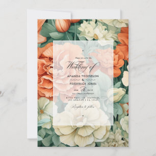 Sage Green and Light Terracotta Floral Wedding Invitation