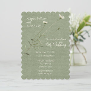 Sage Green and One Single Daisy Invitation