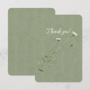 Sage Green and One Single Daisy Thank You Card