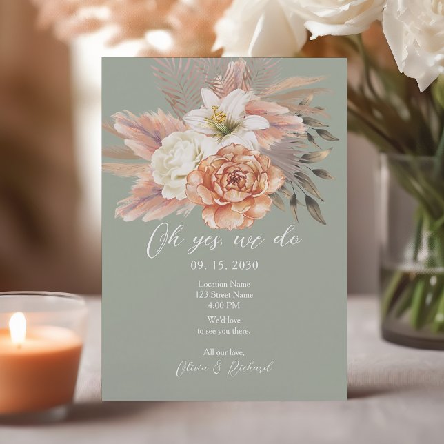 Sage Green and Peach Elopement Wedding Reception  Invitation (Creator Uploaded)