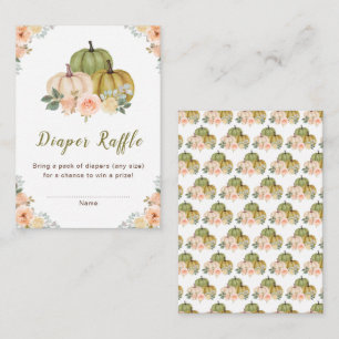 Sage Green and Peach Floral Pumpkins Baby Shower  Enclosure Card