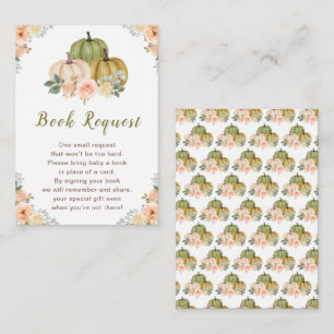 Sage Green and Peach Floral Pumpkins Baby Shower Enclosure Card