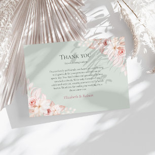 Sage Green and Pink Floral Wedding Thank You Card