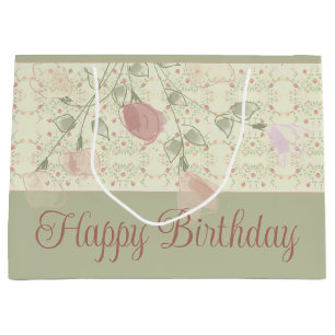 Sage Green And Pink Large Gift Bag