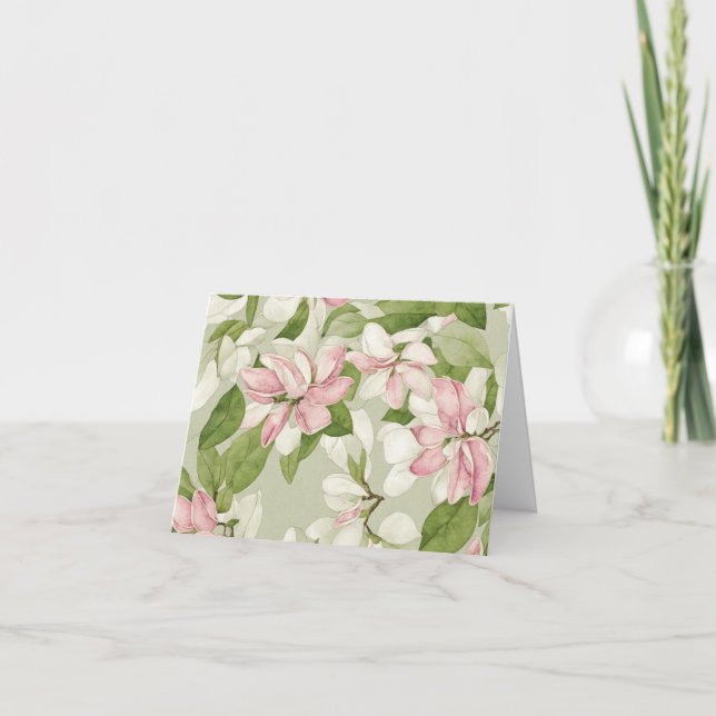 Sage Green and Pink Magnolias Mother's Day Holiday Card (Front)