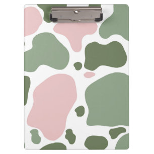 Sage Green and Pink Playful Cow Print  Clipboard