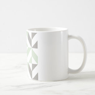 Sage Green and Silver Geometric ZigZag Coffee Mug