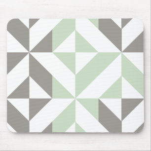 Sage Green and Silver Geometric ZigZag Mouse Mat