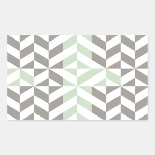 Sage Green and Silver Geometric ZigZag Rectangular Sticker