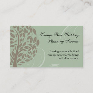 Sage Green and Soft Brown Stylised Eco Tree Business Card