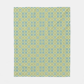 Sage Green and Teal Geometric Tile Pattern Fleece Blanket