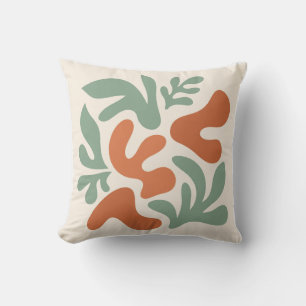 sage green and terracotta abstract wall art cushion