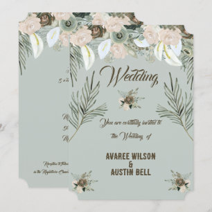 Sage Green and Vanilla Cream Wedding Invitation