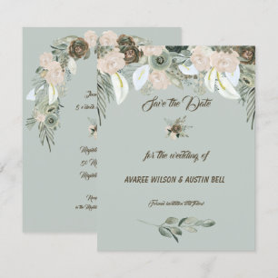 Sage Green and Vanilla Cream Wedding Invitation
