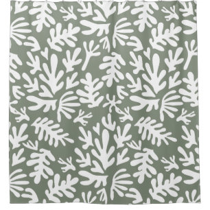 Sage Green and white abstract boho Modern Pattern Shower Curtain