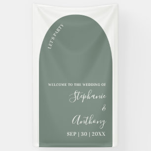 Sage Green and White Arch Wedding Banner