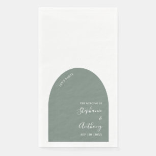 Sage Green and White Arch Wedding Napkin